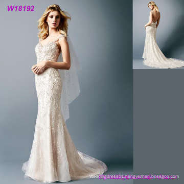 Sexy Mermaid Wedding Dresses Low Back Mermaid Wedding Gowns Lace Bride Dress